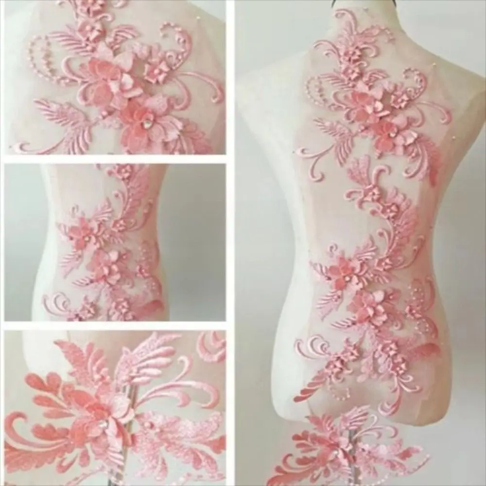 Große Bestickte Spitzenapplikation DIY Handwerk 3D Blumen-Applikation Mehrfarbige Perlen-Dekorationsapplikation Bühnenkostüm