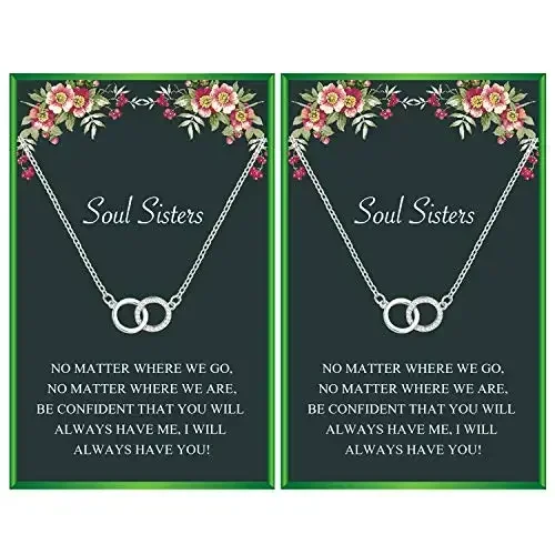 

Sisters Gifts for Sister Interlocking Circle Pendant Soul Sister Necklace for 2 Birthday Gifts for Girls