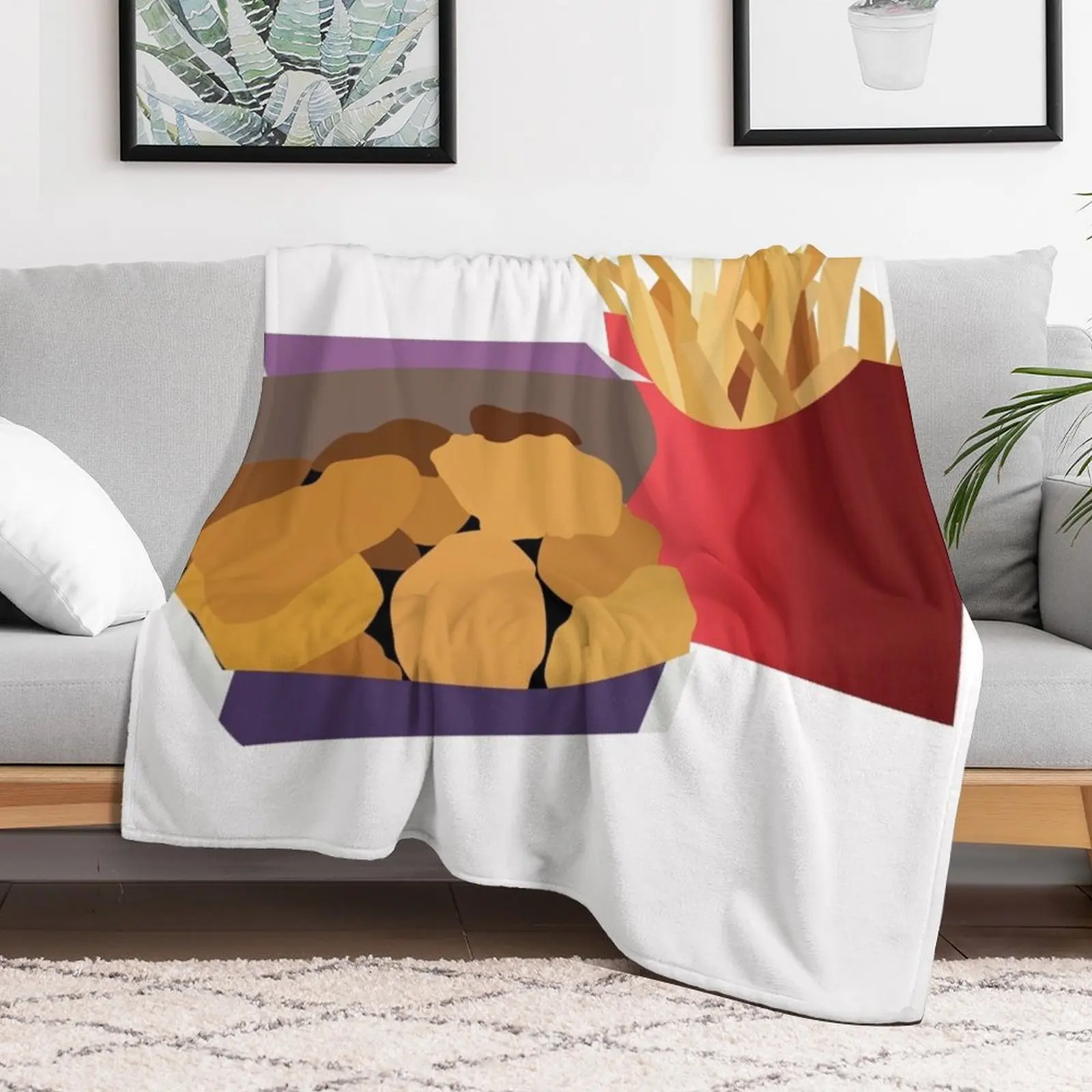 Chicken Nuggets and Fries Throw Blanket