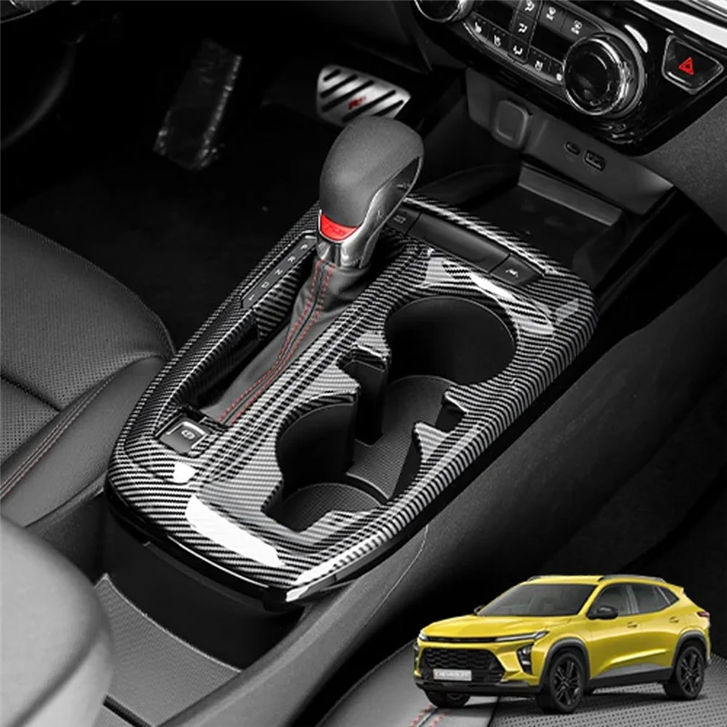 Car Center Console Gear Shift Panel Cover Trim for Chevrolet Trax Seeker 2023 2024 Accessories (ABS Carbon Fiber)