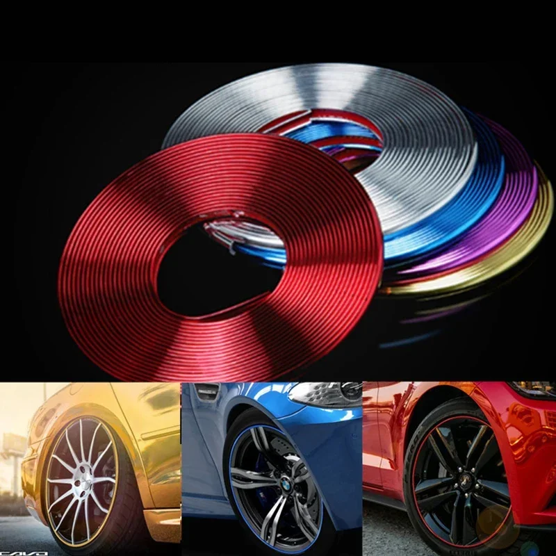 8M Car Stickers Car Vehicle Color Wheel Edge Rims Protectors Decor Strip Tire Guard Line Rubber Moulding Trim Tire Protection 5