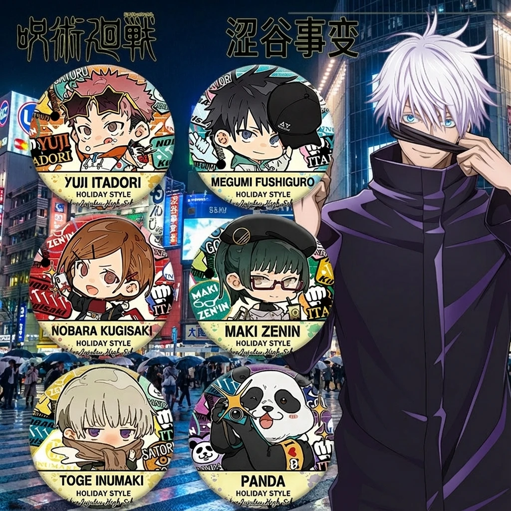 

Jujutsu Kaisen Anime Pin Badge Fushiguro Megumi Gojo Satoru Inumaki Toge 58-точка Light Up Film Tin Q Version Коллекционная версия
