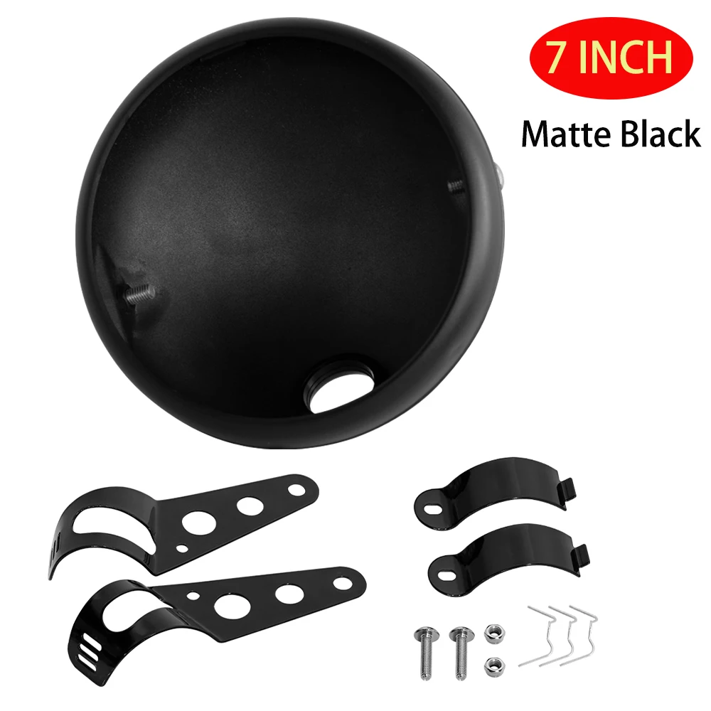 7 inch Motorcycle Headlight Housing bucket Black Modified Headlight Base LED Headlamp Parts Shell Round Housing Mount Cover