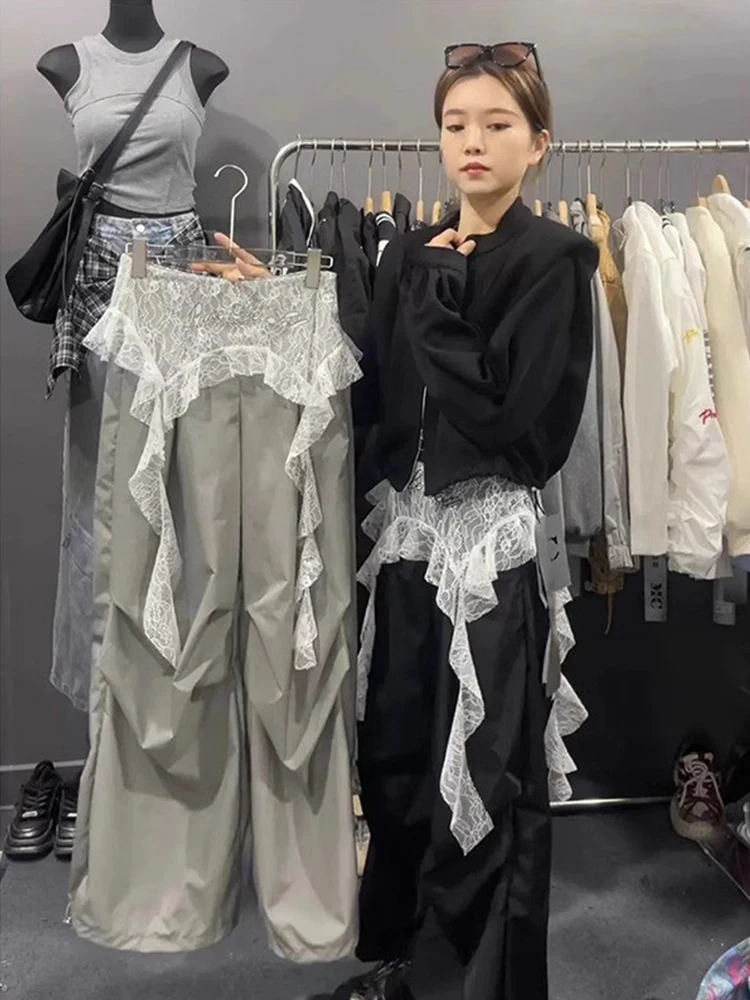 

Retro American Letter Print Lace Curtain Women's Layered Skirt Net Gauze Bell Skirt Asymmetrical Half Skirt Silk Top