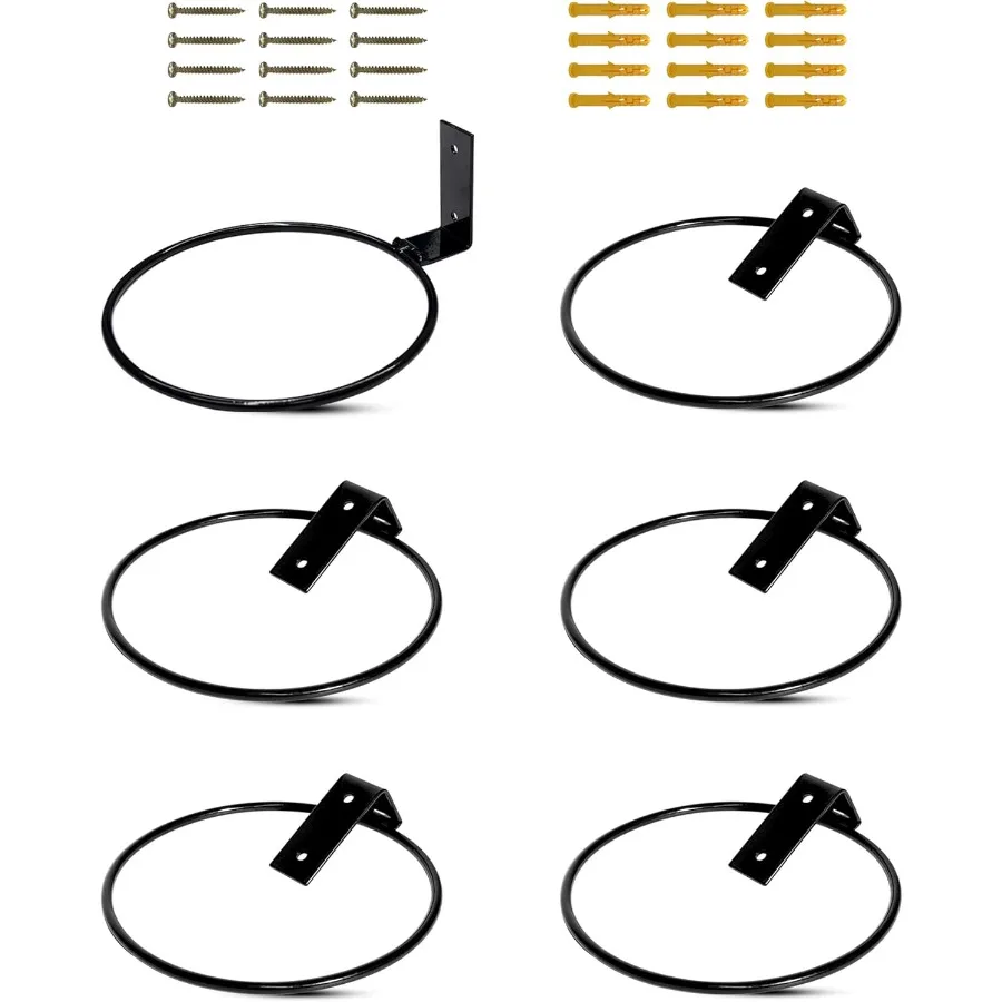 

6 Inch Metal Wall Mounted Plant Holder 6 Pack Flower Pot Hanger Rings Wall Planter Ring Holders Bracket Hooks Heavy Duty for In