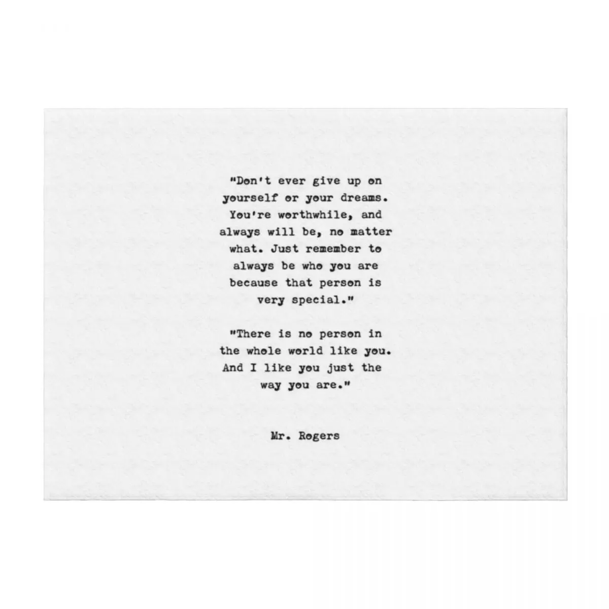 

Mr. Rogers | Typewriter Style Quote Throw Blanket for babies Personalized Gift Plaid Soft Plaid Blankets