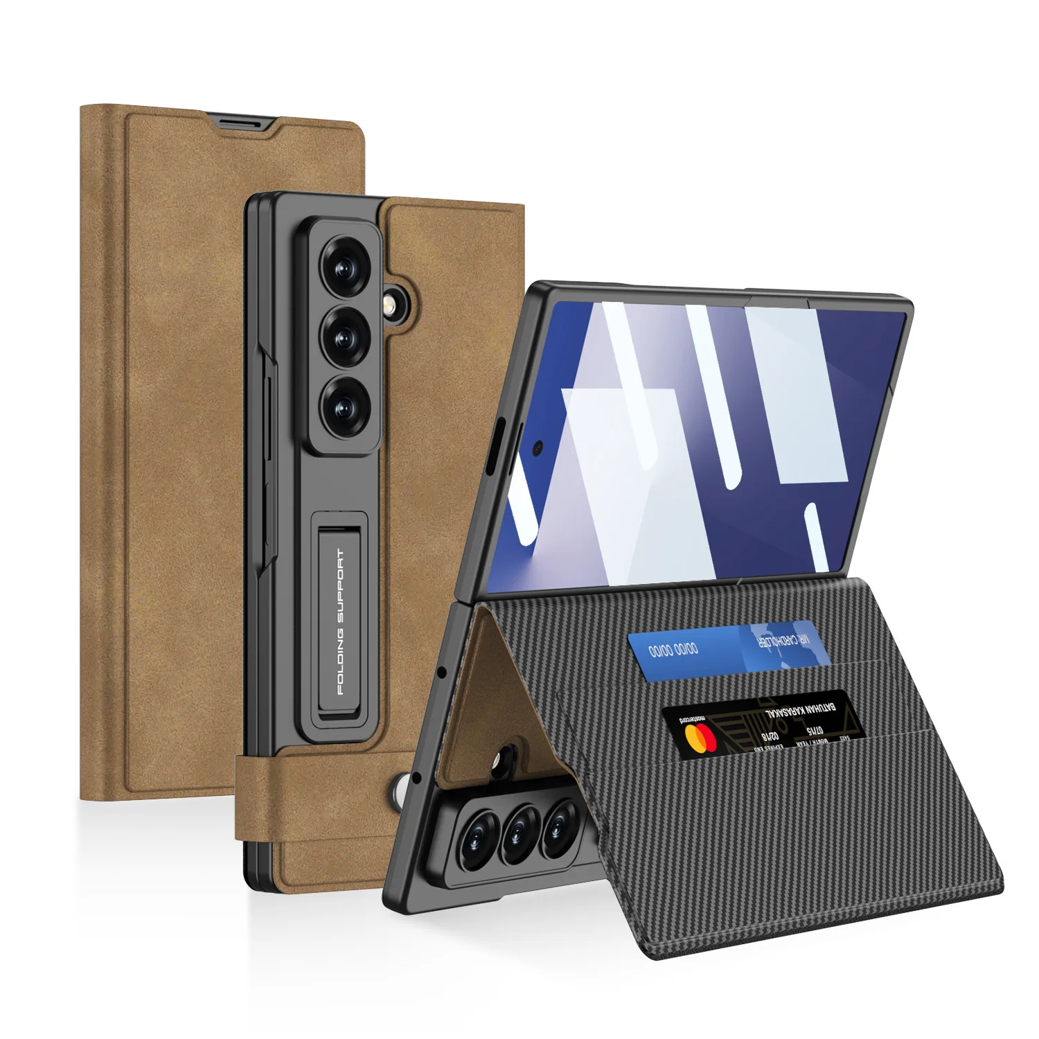 

Чехлы для Samsung Galaxy ZFold7, чехол для телефона, слот для карт, кошелек с откидной подставкой, полное покрытие, деловой матовый кожаный чехол Z Fold7