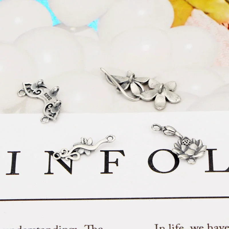 S925 pure silver Thai silver bird song flower fragrance double ring brand sunflower double connected buckle bracelet DIY