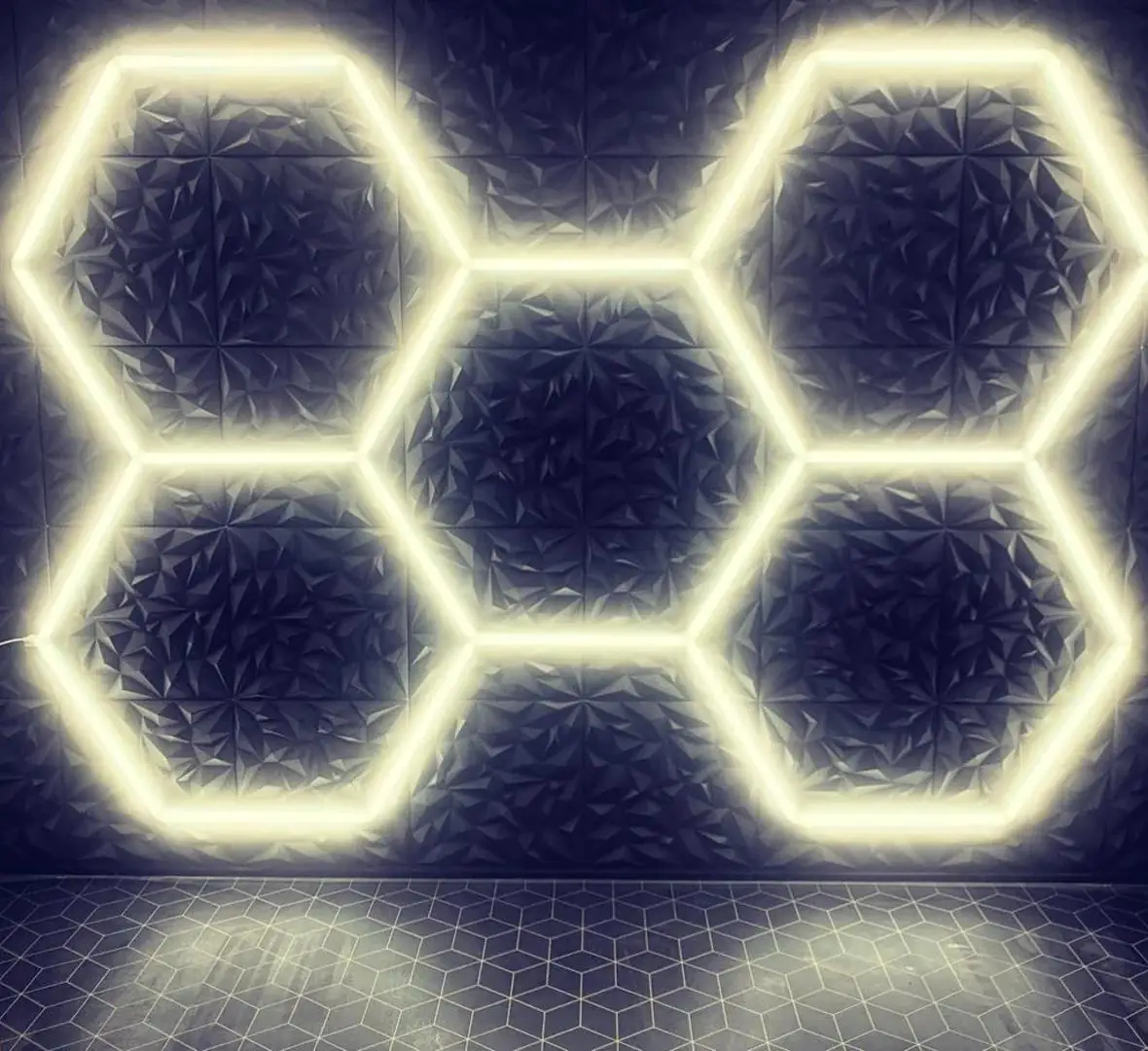 LED Working Light Hanging Hexagon Detailing LED Home Hexagon Ceiling Garage Light