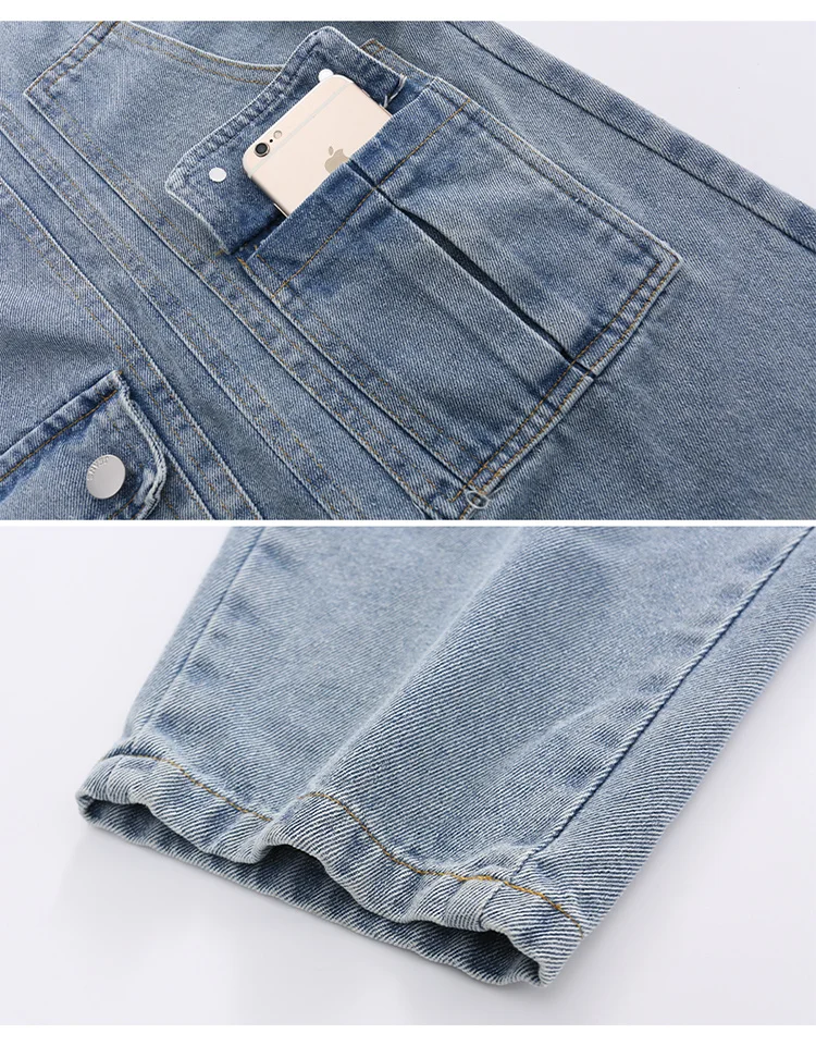 Frühlings- und Herbst-Kinder-Jumpsuit mit Tasche für Mädchen, Jeans-Latzhose, Kinder-Mädchen-Denim-Overalls für Teenager, Latzhose – Detail 9