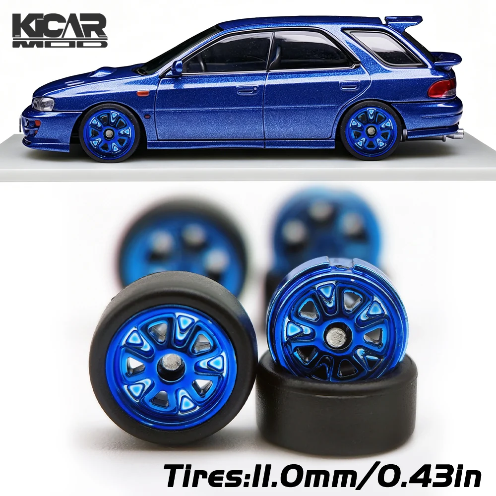 Neumáticos de Goma Desmontables para Coche a Escala 1/64, Llantas de 11 mm con Diseño de Pétalos de Flor, Ruedas Premium RLC para Hot Wheels Advan GT (1 Juego)