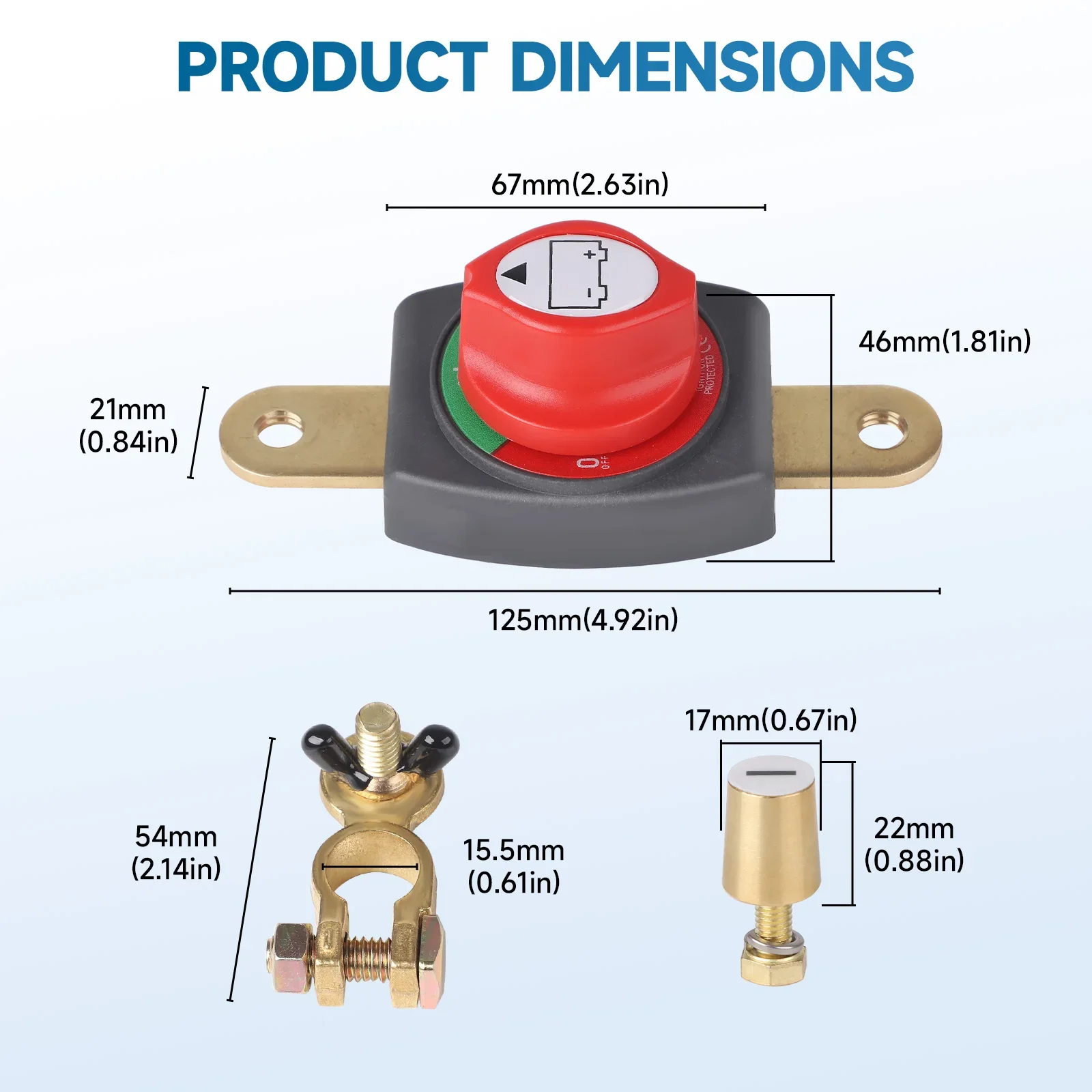Battery Disconnect Switch 2 Positive 12V 48V 275A Waterproof Master Power Cut Off Isolator For Car Truck RV Marine Boat ATV/UTV