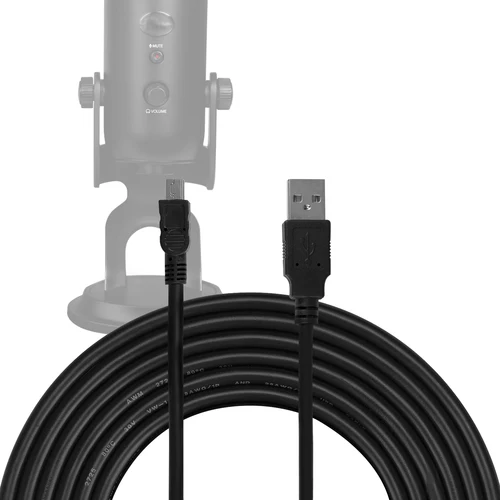 Geekria para Creators Cable de micrófono USB-A a Mini-USB de 10 pies / 300 CM, Compatible con Logitech para Creators Blue Yeti