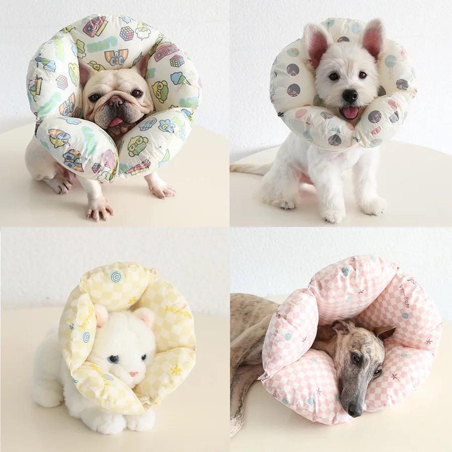 

Mutihome Shell Fan-shaped Cotton Elizabeth Ring Cat Dog Neck Ring Pet Pillow Collar Anti Scratch Bite Head Cover Dog Clothes