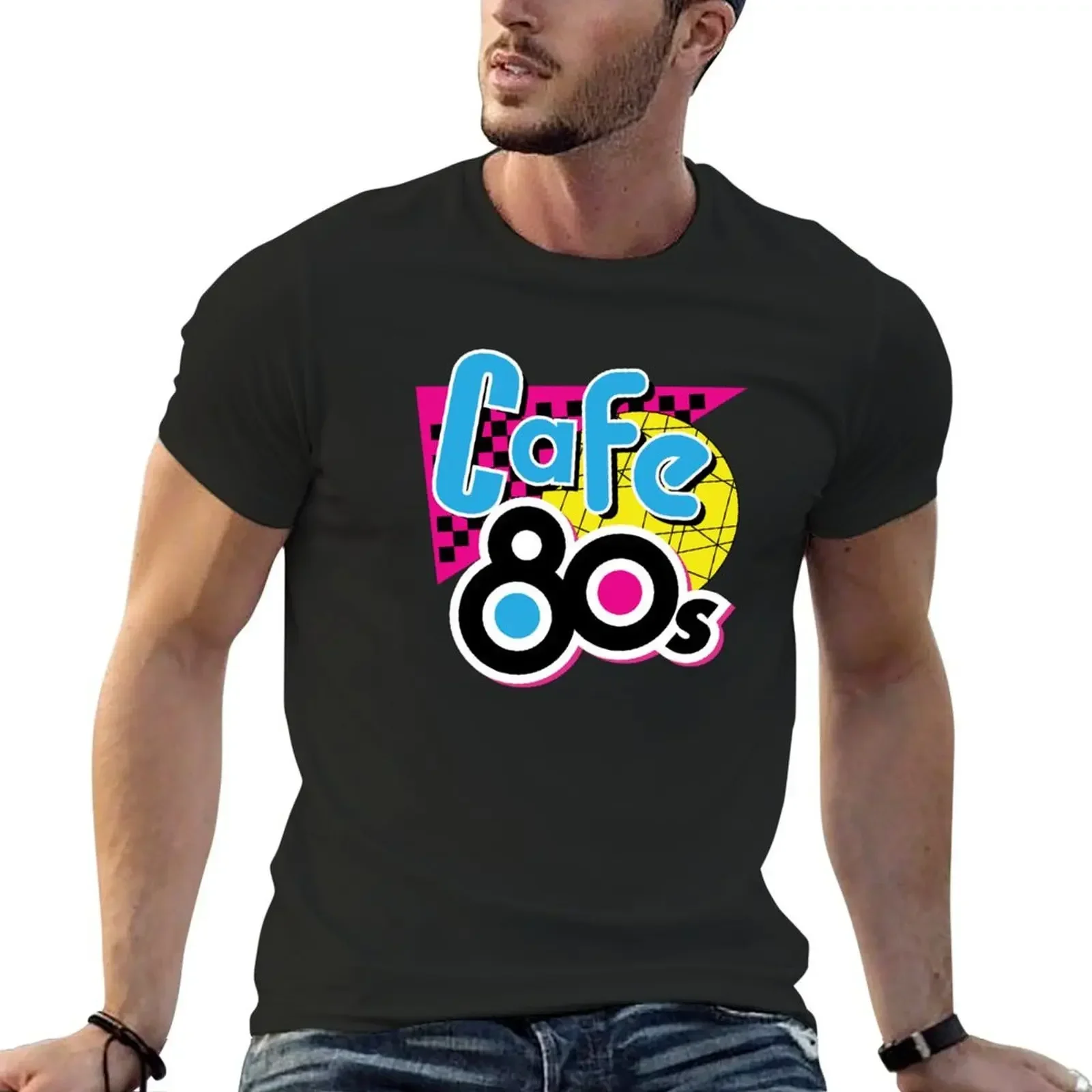 

Cafe 80s T-Shirt oversized quick-drying anime tshirt men clothes