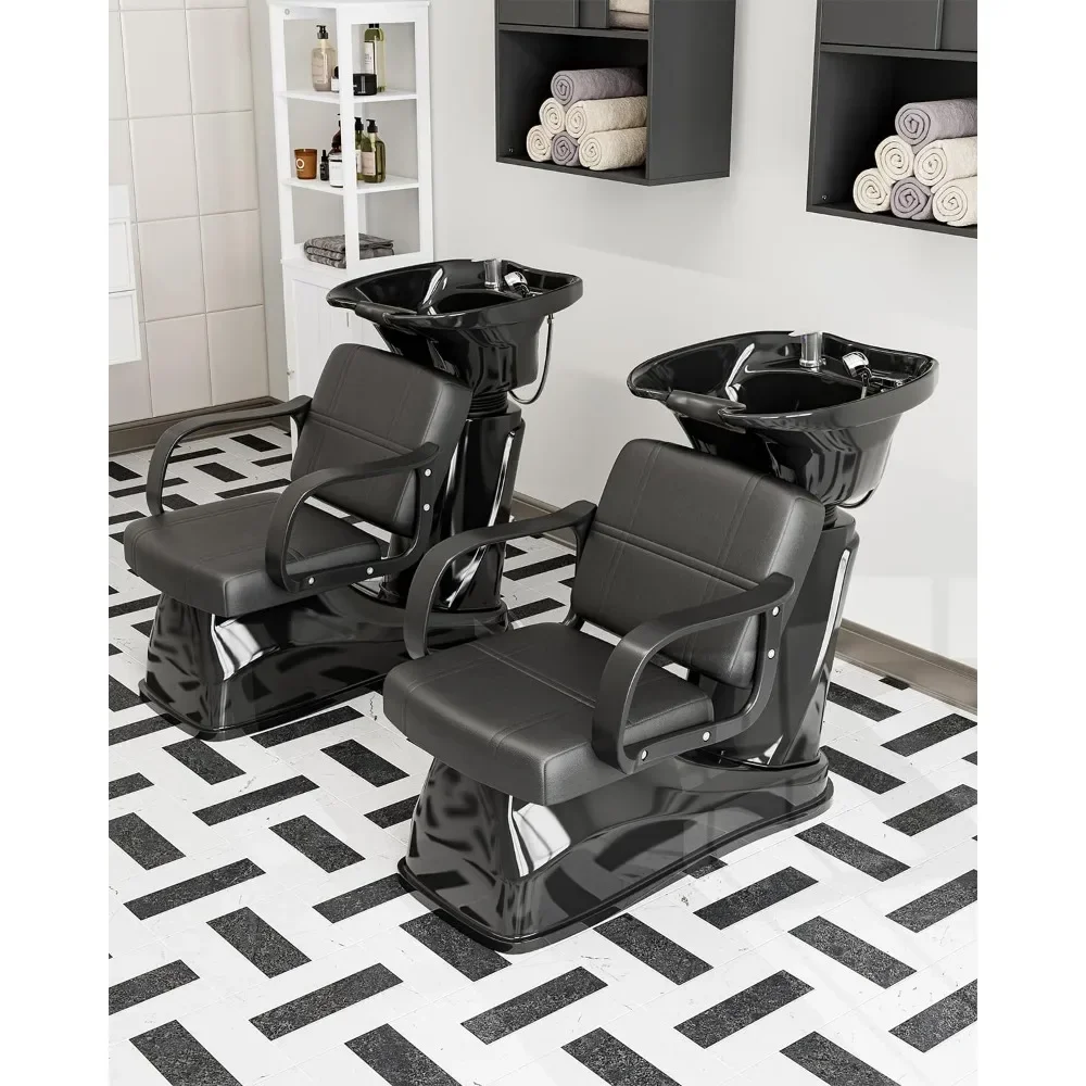 

Shampoo Chair and Bowl for Salon, Backwash Shampoo Station Sink with Tilting Shampoo Bowl, Barbershop Spa Equipment