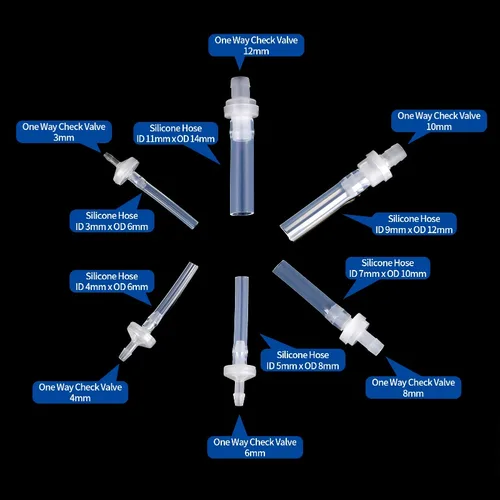 Imagen 2 del producto 2/5/10 Piezas Válvula Antirretorno de Plástico de 3, 4, 6, 8, 10, 12mm Tipo Pagoda en Línea para Combustible, Gas, Líquido, Aire y Fluidos