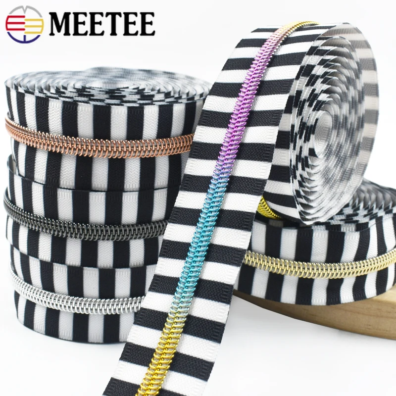 

1-10M Meetee 5# Nylon Zipper Tape for Sewing Backpack Clothes Shoes Coil Zippers By Meter Zip Repair Kit DIY Garment Accessories