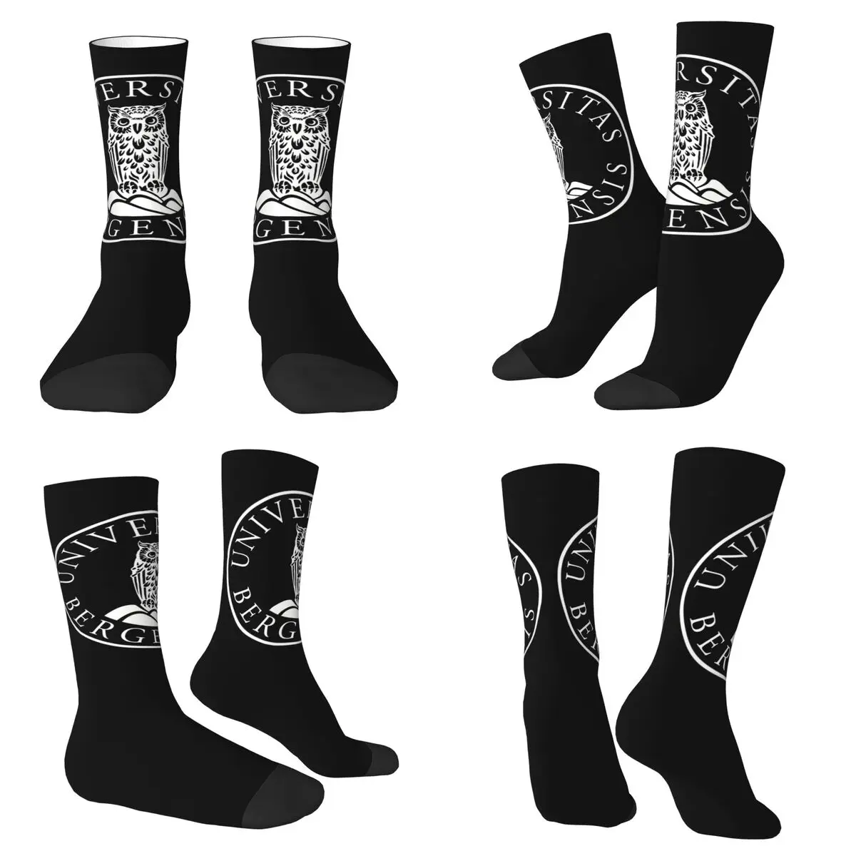 

Носки с логотипом Университета Бергена, чулки высокого качества в стиле Харадзюку, всесезонные длинные носки, аксессуары для мужчин и женщин, рождественские подарки