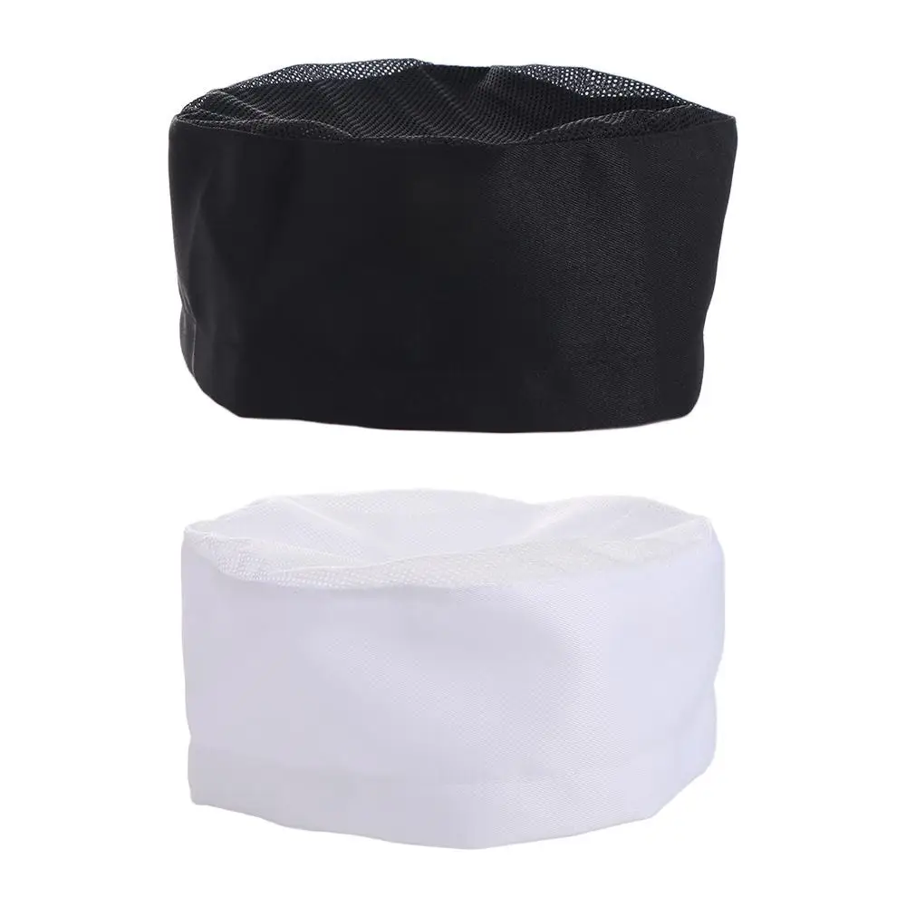 Japanese-Style Breathable Sushi Cap WIth Mesh Top Single Layered Chef Flat Top Caps Adjutable Strap No Eaves Chef Hat