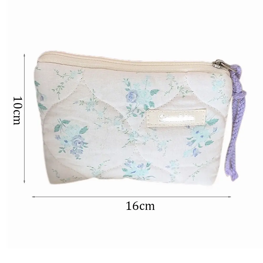 Flower Pattern Coin Purse Makeup Bag Lipstick Cosmetic Bag Toiletry Bag Wash Pouch Earphone Card Storage Bag