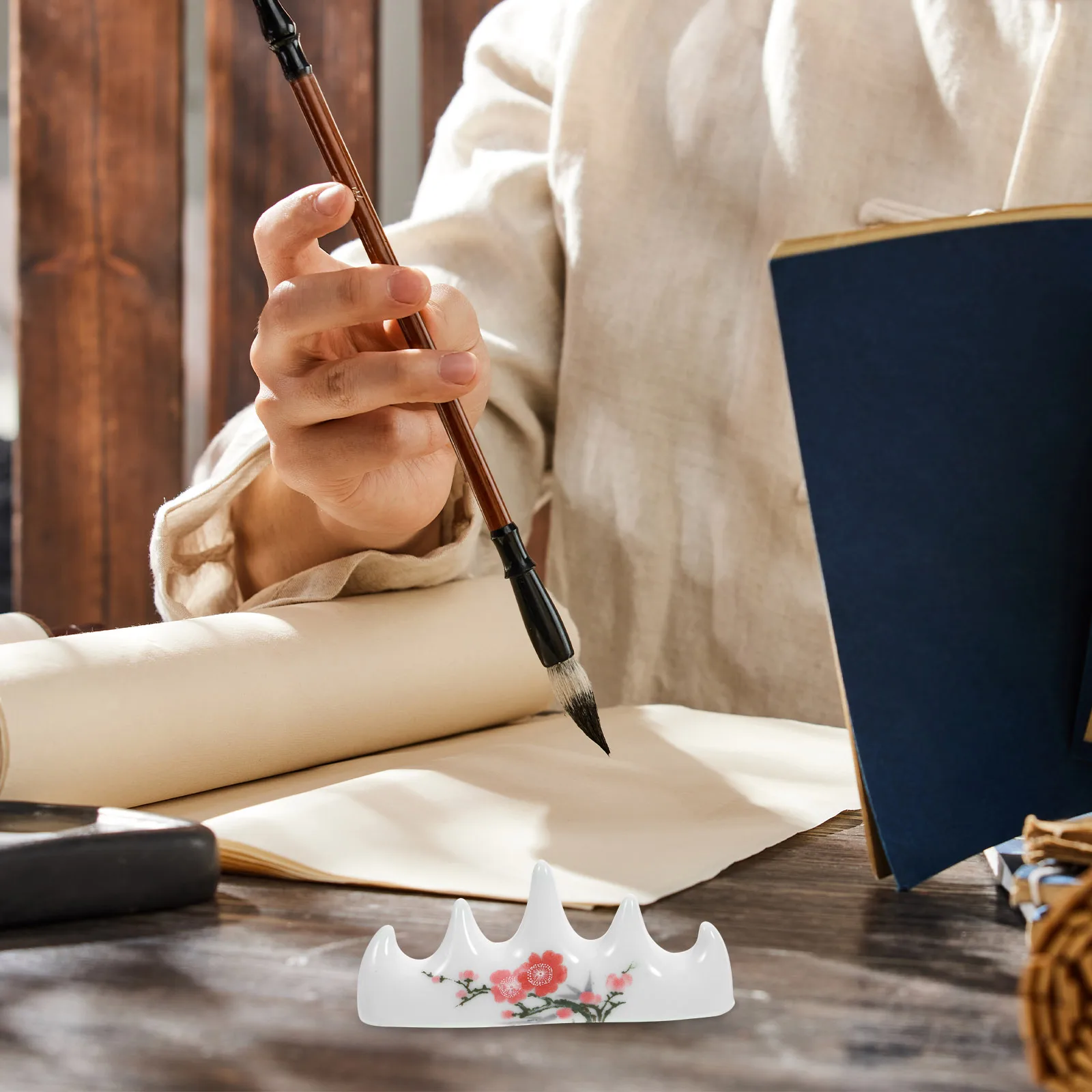 

Multifunctional Pen Holder Caligraphy Brush Holders Paint Rest for Artist Chinese Porcelain Calligraphy Rack Painting