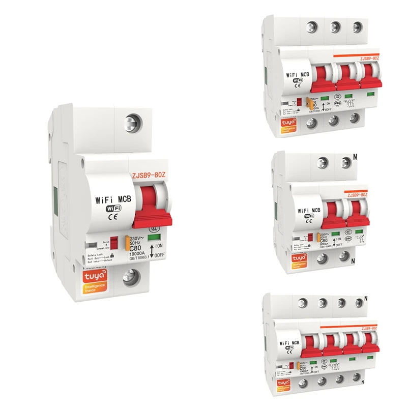 1 Piece Smart Circuit Breaker Tuya Smart Circuit Breake Automatic Switch Overload Short Circuit Protection (4P)