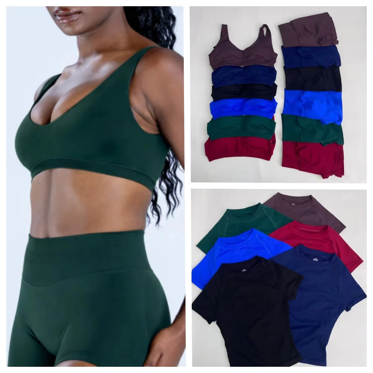 

2 Pieces Women Impact Yoga Set Seamless Longline Strappy Tank Top Scrunch Sports Shorts Gym Clothes Woman Summer Workout Outfit