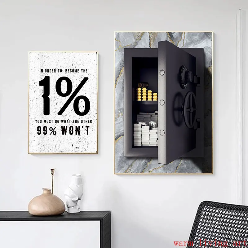 Motivational Quotes Success Art Poster Mindset Is Everything,take The Risk Canvas Painting Wall Print Picture Office Home Decor