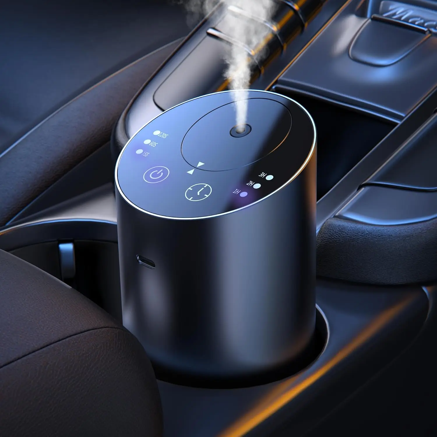 Car Mounted Aroma Diffuser USB Bedroom Office Waterless Desktop Aroma Diffuser with Three Levels of Atomization Timing Aluminum