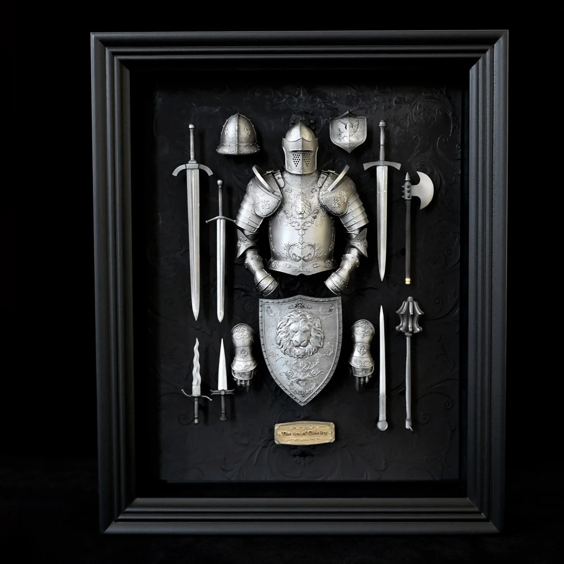 English French Medieval Knight Armor Photo Frame Epoxy Resin Handmade Hand-Painted Desktop Home Decor