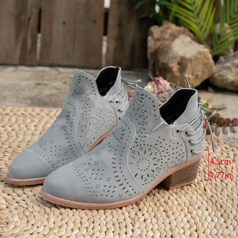 

Women Chelsea Boots for Spring Autumn Cow Suede Pointy Toe Chunky Heel Stitched Ankle Boots Winter Shoes Woman Western Botas 42
