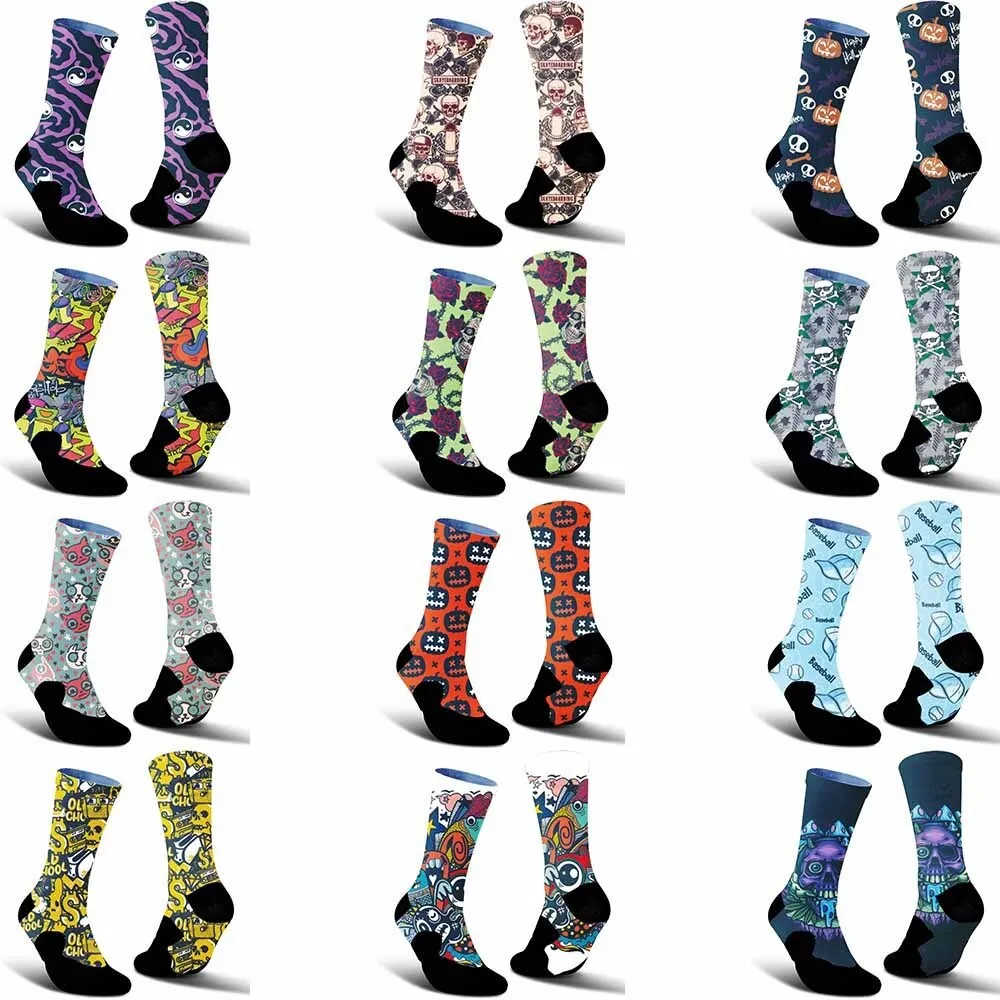 2025 New Creative Graffiti Pattern Sports Cycling Socks,Fashionable Trend,unisex,Sweat Absorbing,Durable,Breathable,Bicycle Gift