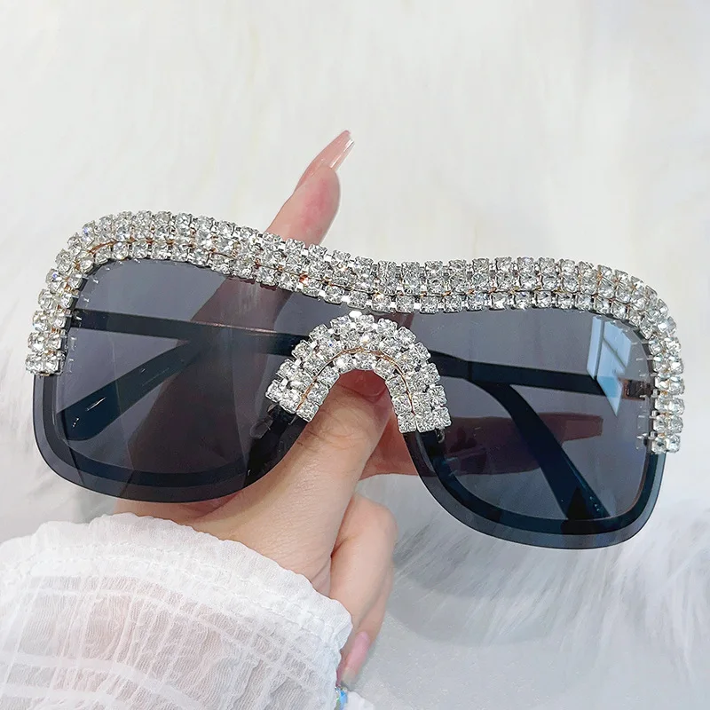 Y 2K Vintage Punk Diamant Randloze Zonnebril Vrouwen Zonnebril Merk Ontwerper Trend Luxe Kristal Strass Metalen Tinten