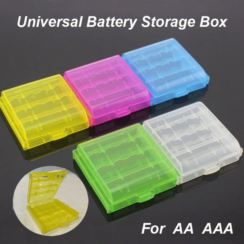 Caja de plástico colorida para baterías, caja de almacenamiento de plástico duro con capacidad para 4 pilas AA AAA, cubierta para organizador de baterías 14500 10440, 5 colores