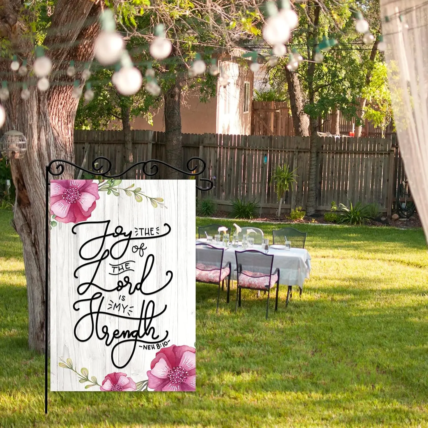 Joy of the Lord is my Strength Garden Flag، تصميم طباعة الكتاب المقدس لعيد الميلاد، ديكور خارجي لساحة المزرعة للمنازل XKK #3