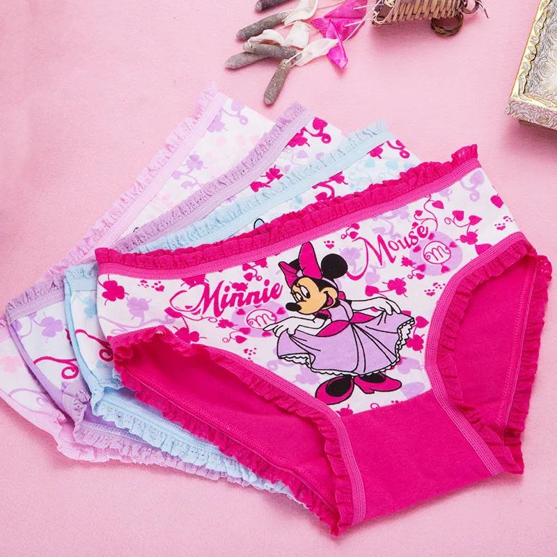 1/4pcs Disney Anime Minnie Mouse Girl Underwear Kawaii Mickey Minnie Children Underpants Cartoon Princess Shorts Kids Gifts