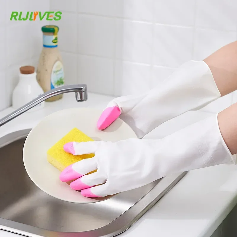 4 Pairs Rubber Kitchen Dishwashing Gloves – Reusable Waterproof Latex Gloves For Household Chores, Unisex, One Size Fits Most