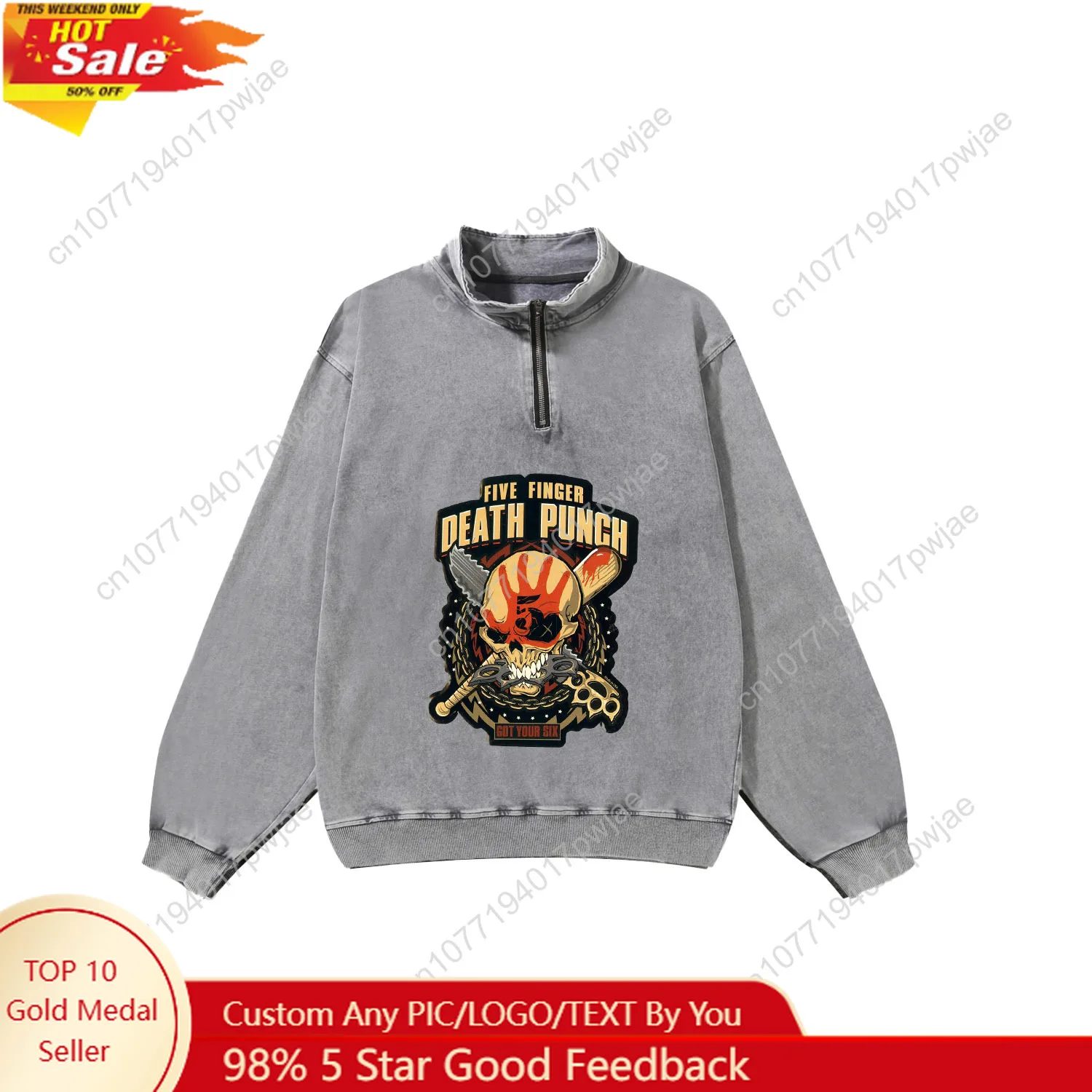 

Five Finger Death Punch Band Custom Retro Sweatshirt Mans Womans Half Zipper Vintage Sweat Shirt Photo Custom Made Tops