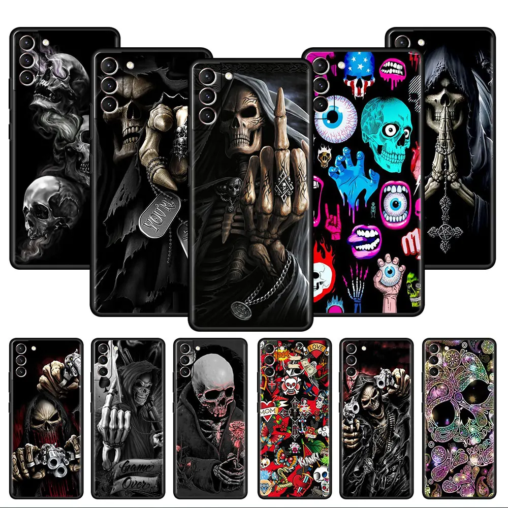 Retro Skull Butterfly Soft Case For Samsung Galaxy S22 S20 S21 FE S10 Note 20 Ultra 10 S23 Plus S8  Phone Cover Shell