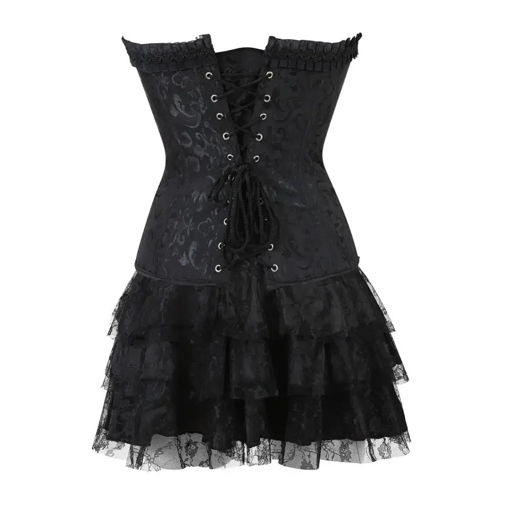 Corset Mini Skirt Bridal Bustier Floral Embroidery Corsets Lace Up Corsage with Tutu Holiday Outfits Graduation Party Plus Size