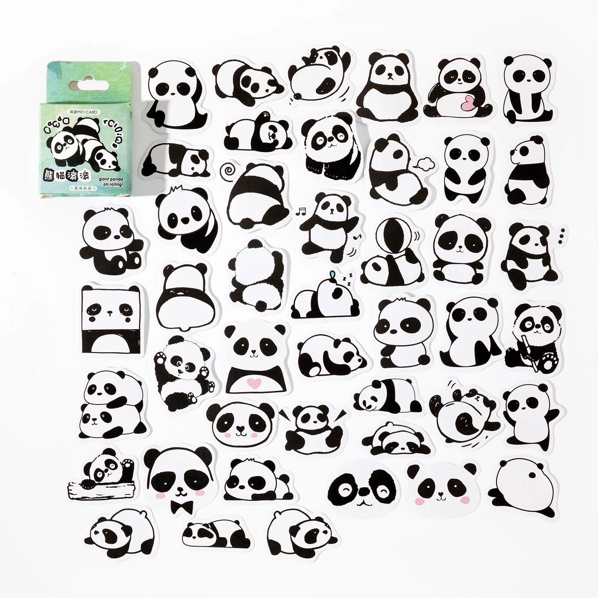 45pcs Giant Panda Stickers Set Cute Rolling Note Sticker Adhesive Decoration Seal for Diary Album Gift A7426