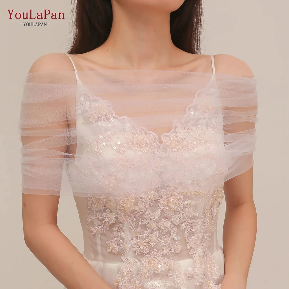 YouLaPan VG73 Bridal Wedding Jacket Bolero Party Shawl for Wedding Woman Shrugs for Bride Summer Transparent DIY Cape Wedding