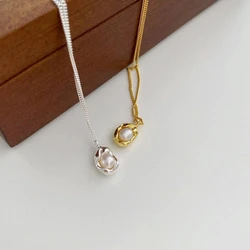 925 Sterling Silver Drop Pearl Necklace For Fashion Women Fine Jewelry Cute Accessories gift