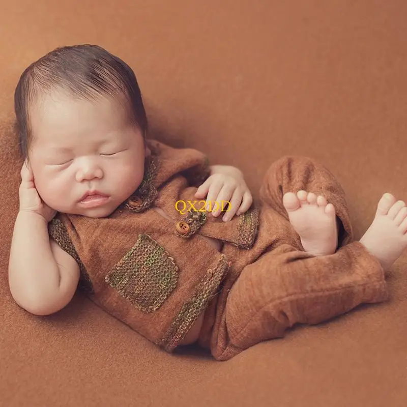 

QX2D Newborns Shower Gift Photo Clothes Headband Hat Pillow Baby Photoshoot Outfit