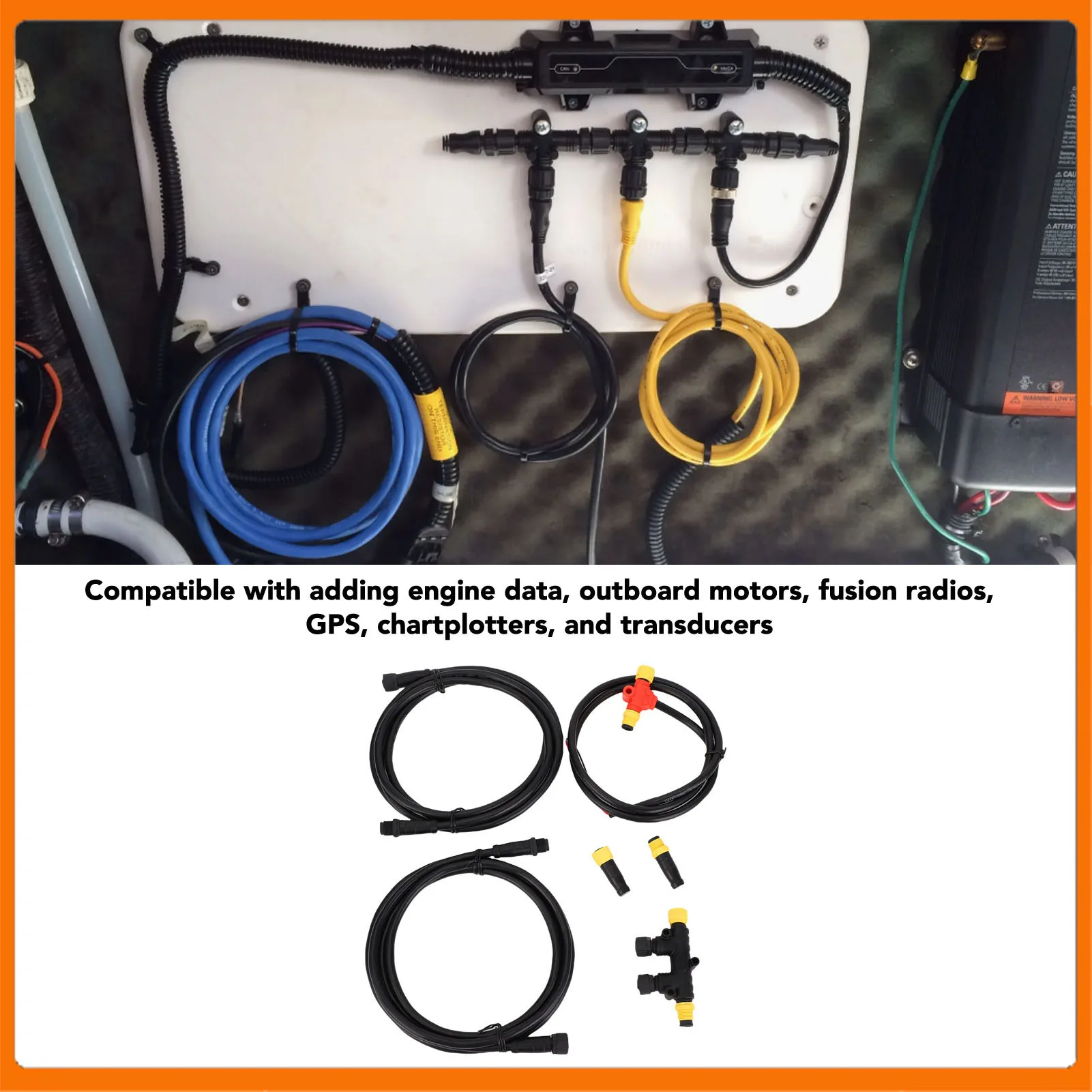 

Marine Grade NMEA 2000 Starter Kit Rainproof Stable NMEA 2000 Connector Kit Easy To Install for Complete Communication Network