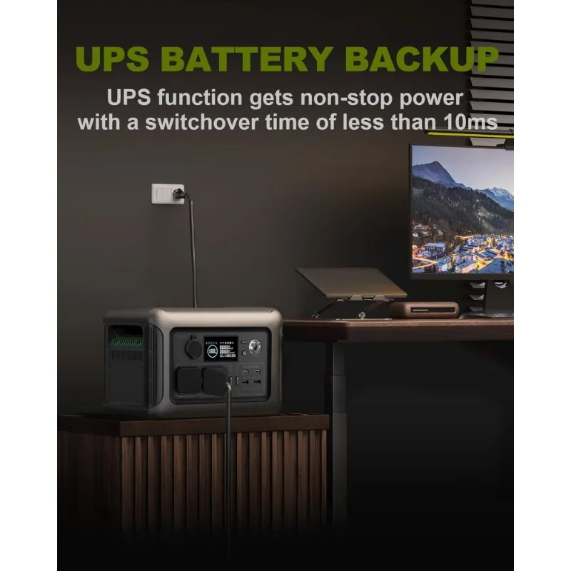 محطة طاقة محمولة 299Wh 600W LiFePO4 بطارية احتياطية مع وظيفة UPS مولد الطاقة الشمسية #3