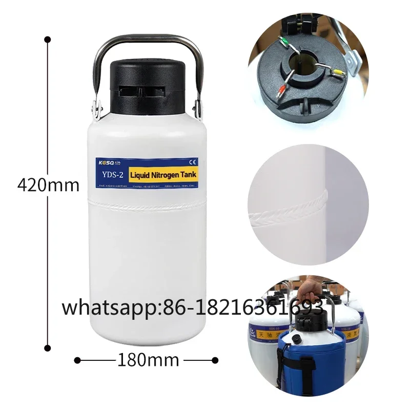 

2L Liquid Nitrogen Gas Cylinder Cryogenic Canister YDS 2 Liter Semen Liquid Nitrogen Tanks 1.5L Dewar