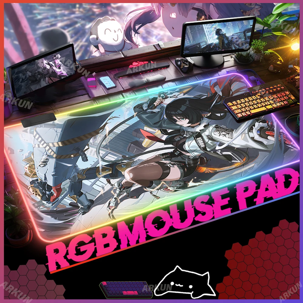 

RGB Pretty Kawaii Hot Jane Doe Top Fashion Cool Zenless Zone Zero Mouse Pad Popular Big LED Game Keyboard Backlight Notebook Pad