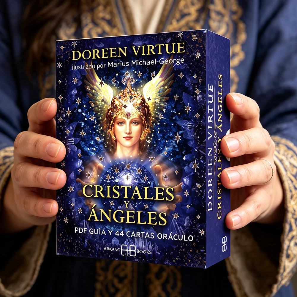 NEW 12x8.7CM oracle in Spanish Crystal Angels Oracle Cards: A 44-Card Deck with Keywords Spanish Version with oracle in Box